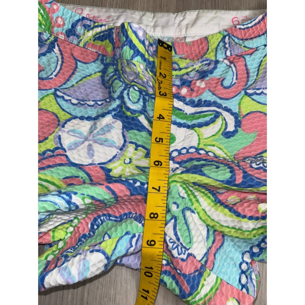 Lilly Pulitzer Buttercup Scalloped Seersucker Shorts Multicolor Paisley Size 6 - Picture 7 of 11